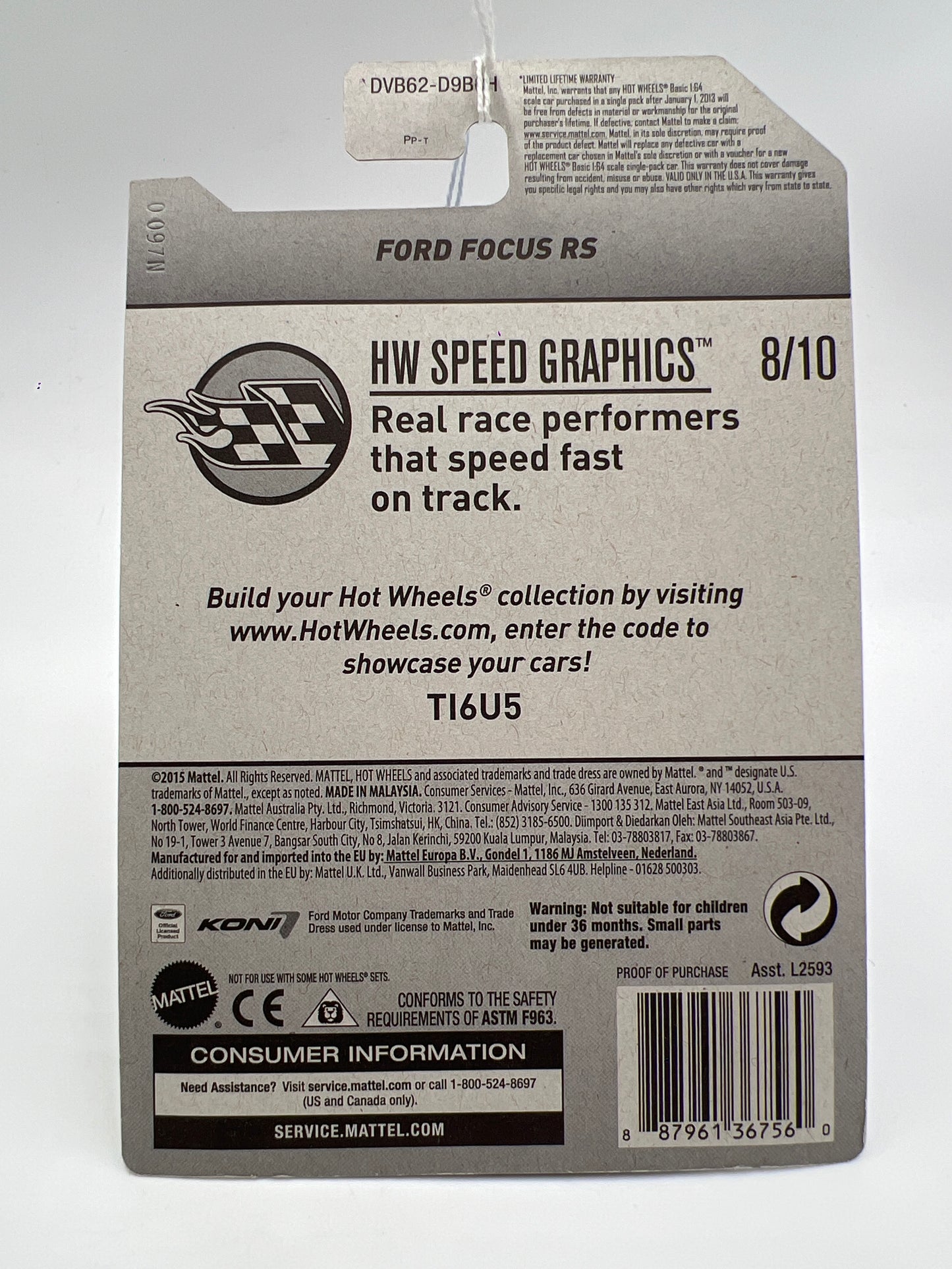 2017 Hot Wheels Speed Graphics #176 Ford Focus RS Black Koni 27E