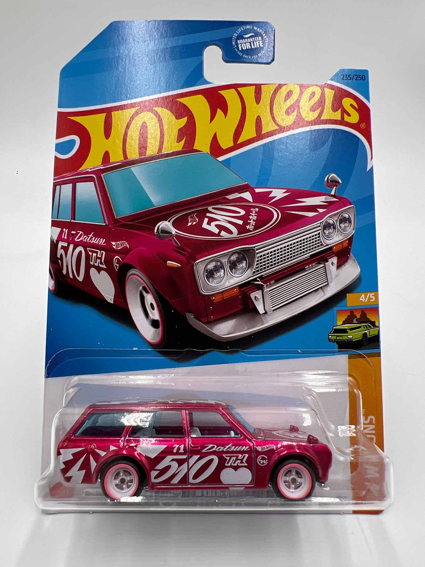 2023 Hot Wheels #235 Super Treasure Hunt Datsun Bluebird Wagon 510 Pink W/Protector