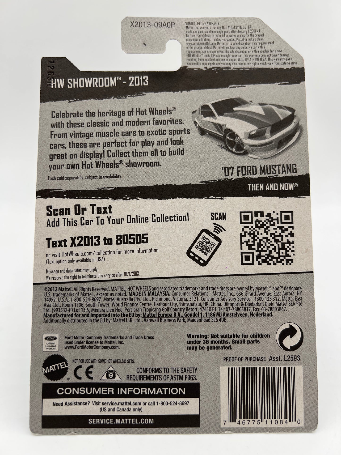 2013 Hot Wheels Super Treasure Hunt #229 07 Ford Mustang Green W/Protector