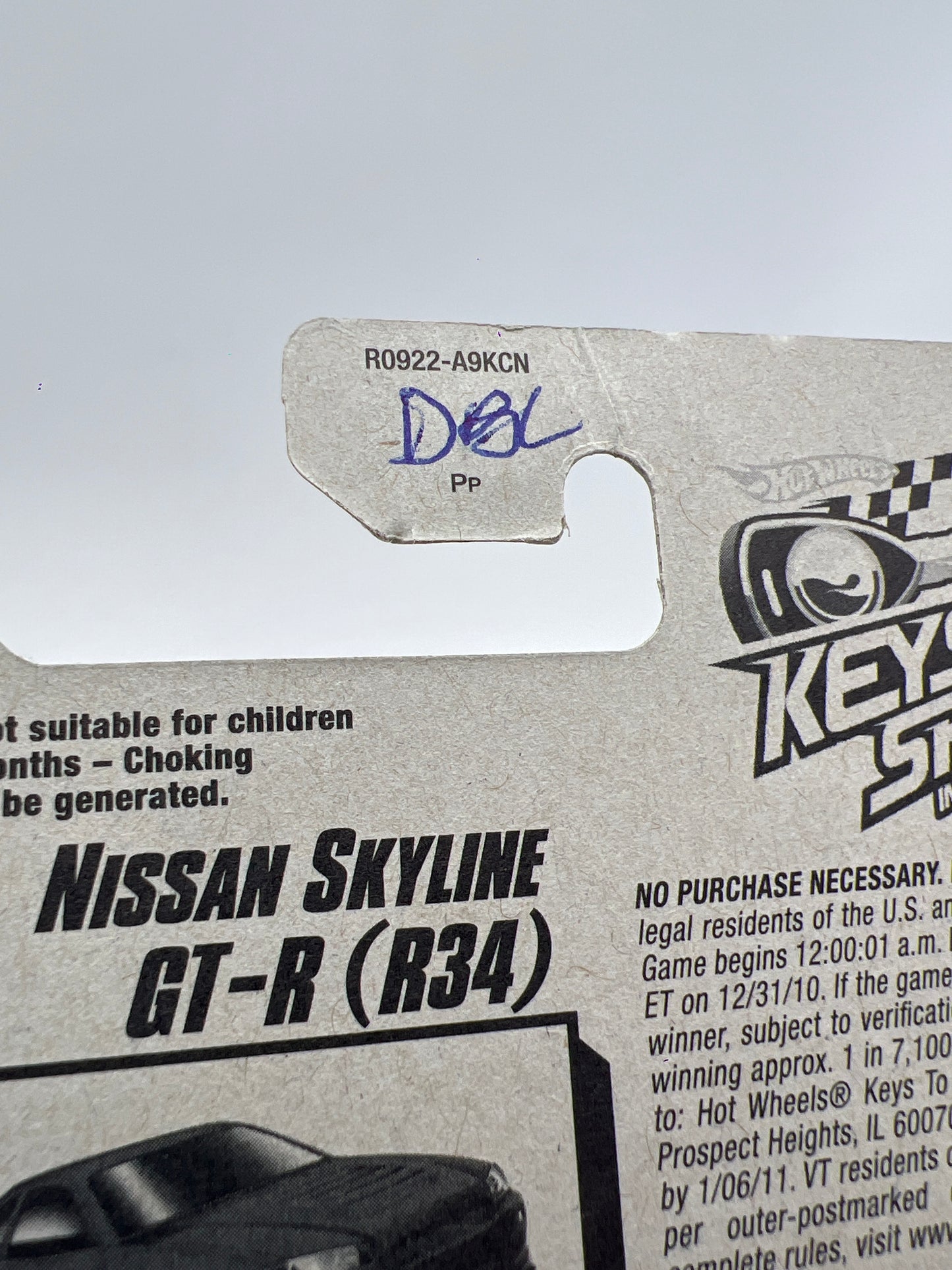 2010 Hot Wheels New Models #7 Keys To Speed Nissan Skyline GT-R R34 Blue W/Key Chain W/Protector VHTF