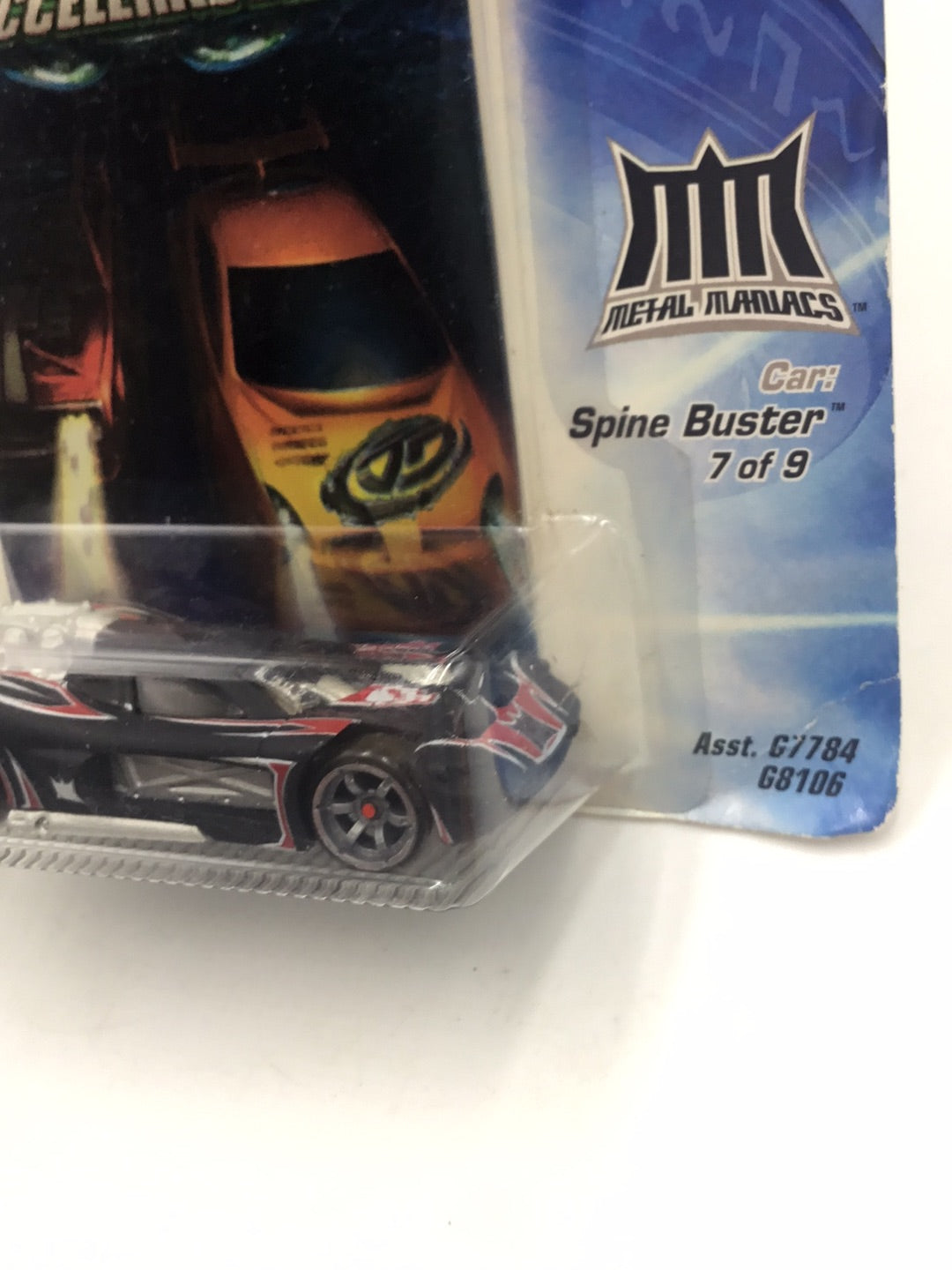 Hot wheels Acceleracers Metal Maniacs Spine Buster 7 of 9 CM6 Wheels Grey variant (Bad card)