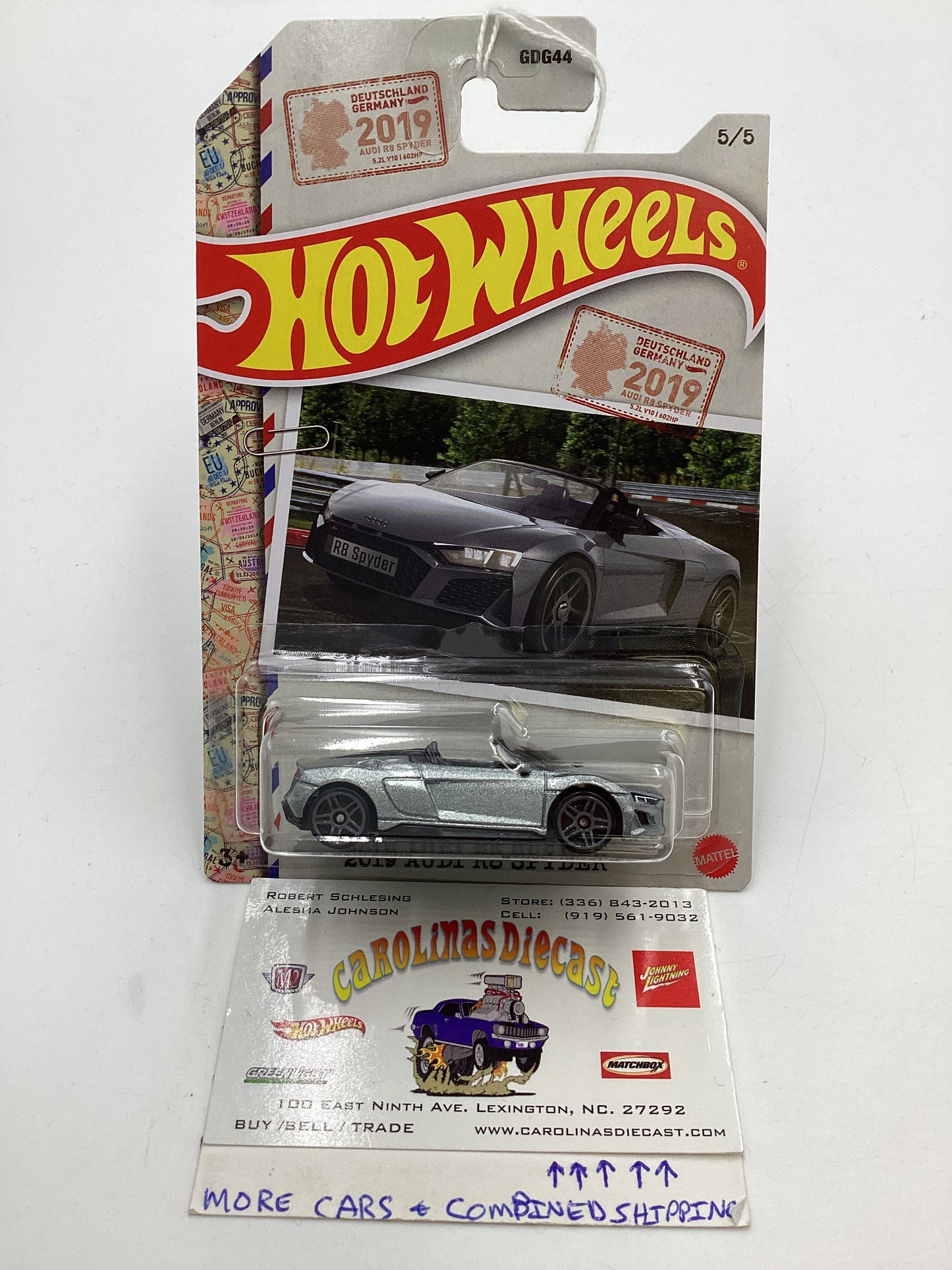 Hot Wheels Walmart Exclusive World Class Racers #5 2019 Audi R8 Spyder Silver 151F