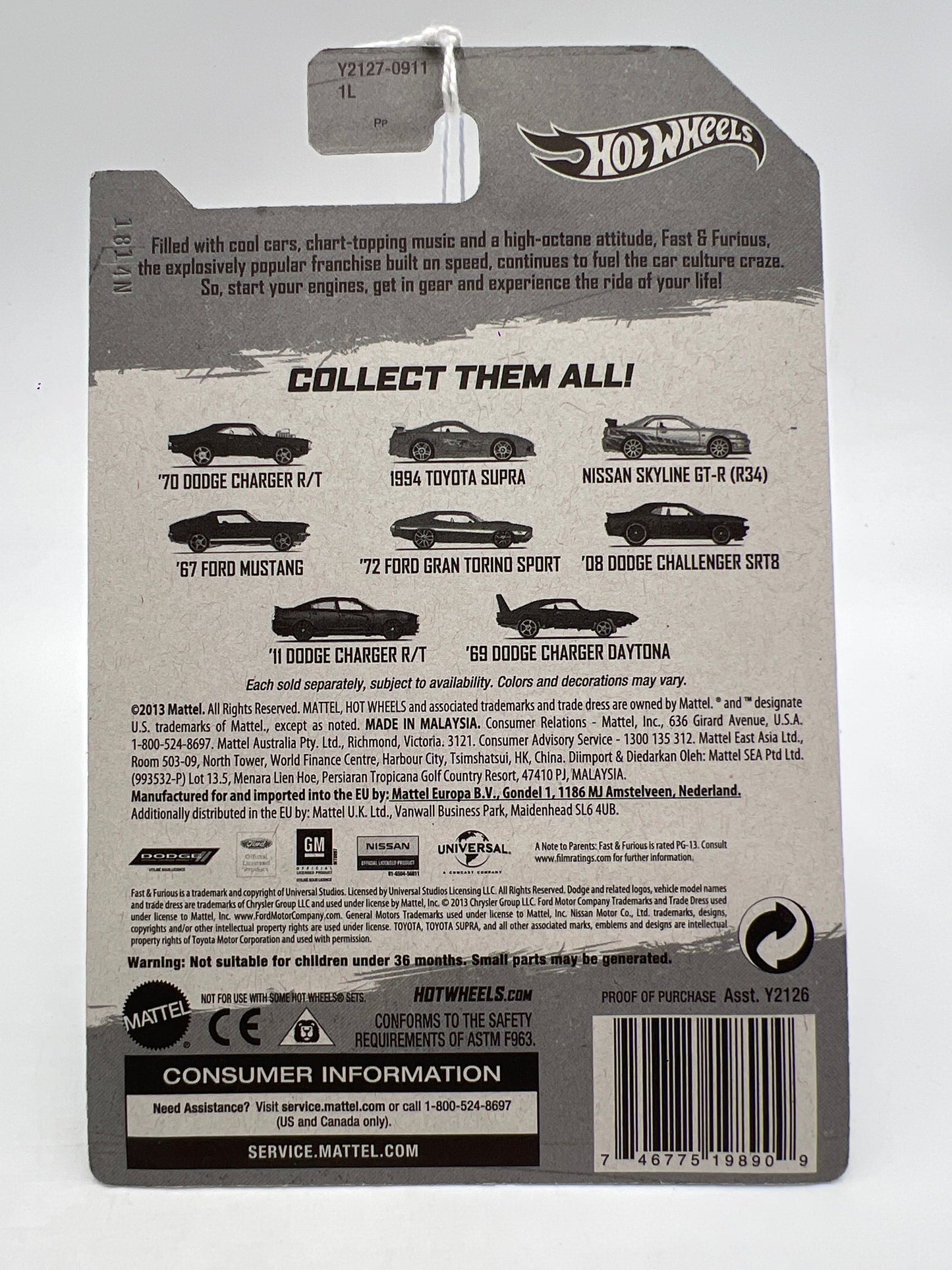 Hot Wheels Fast and Furious #1 70 Dodge Charger R/T Black 73D