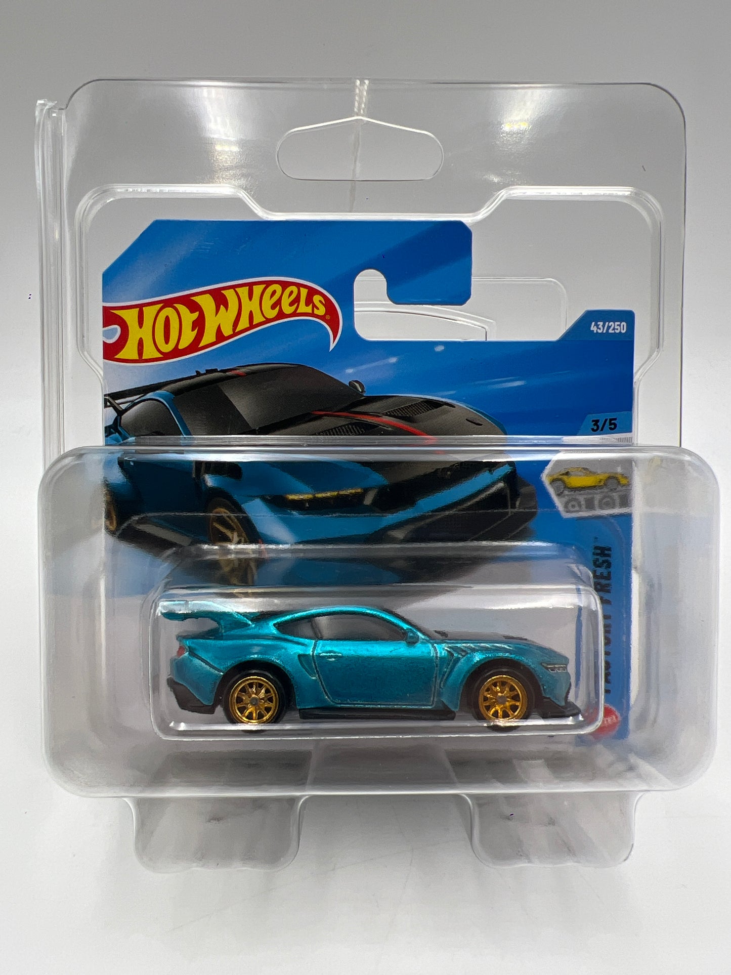 2026 Hot Wheels Short Card Super Treasure Hunt #43 Ford Mustang GTD Blue W/Protector