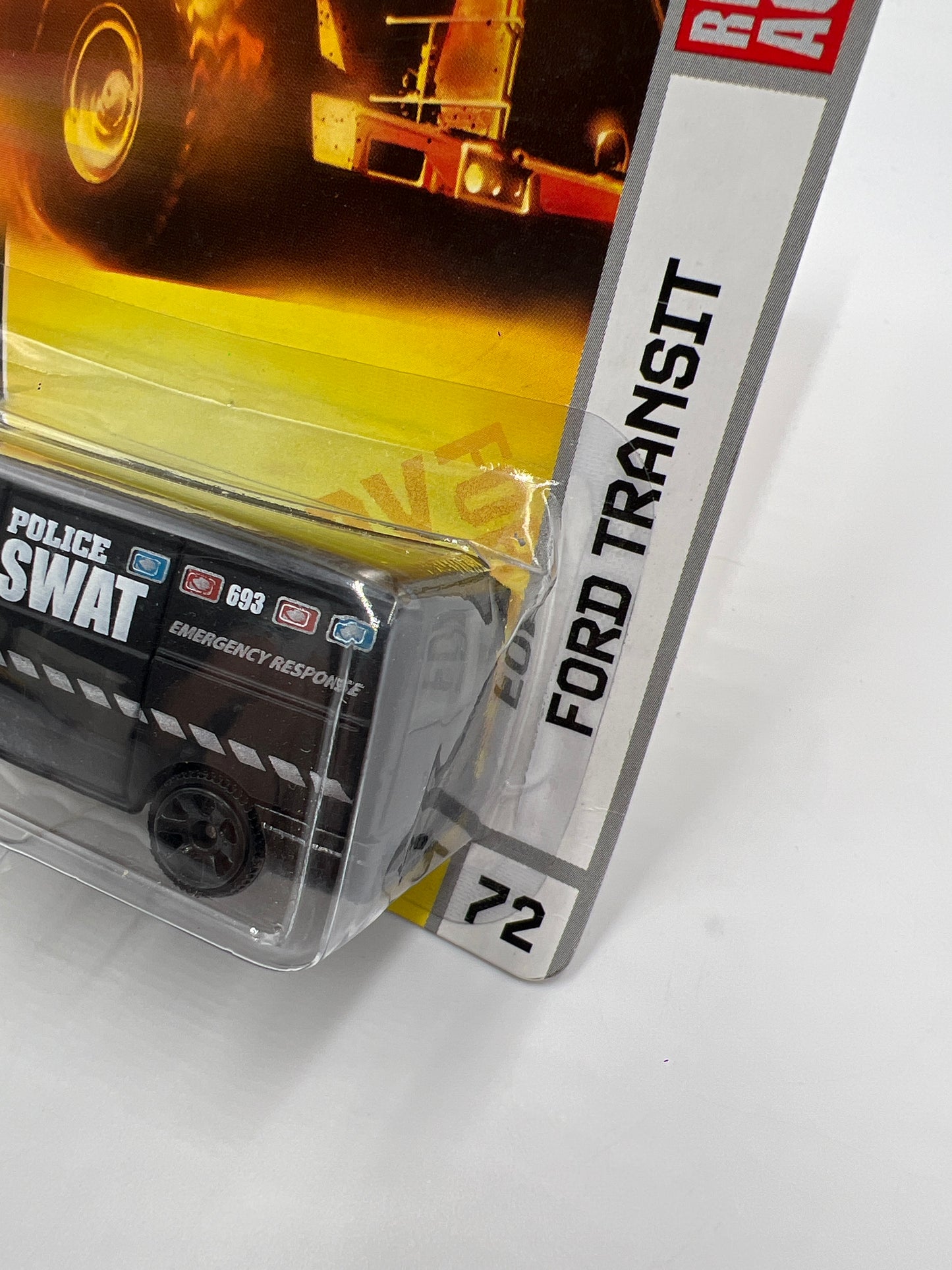 Matchbox Emergency #72 Ford Transit SWAT Black Blister Not Perfect