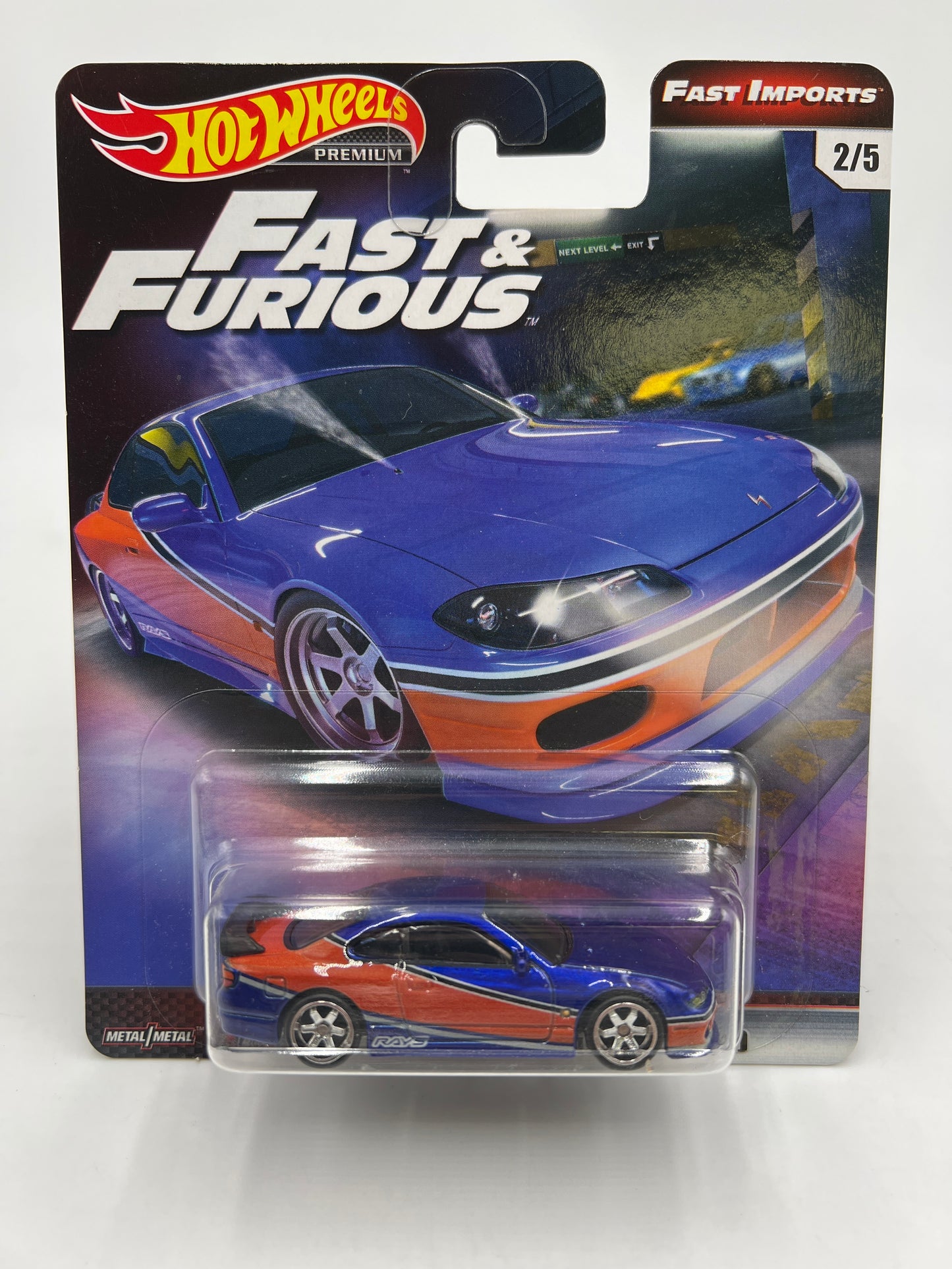 Hot Wheels Fast & Furious Fast Imports #2 Nissan Silvia S15 Blue W/Protector