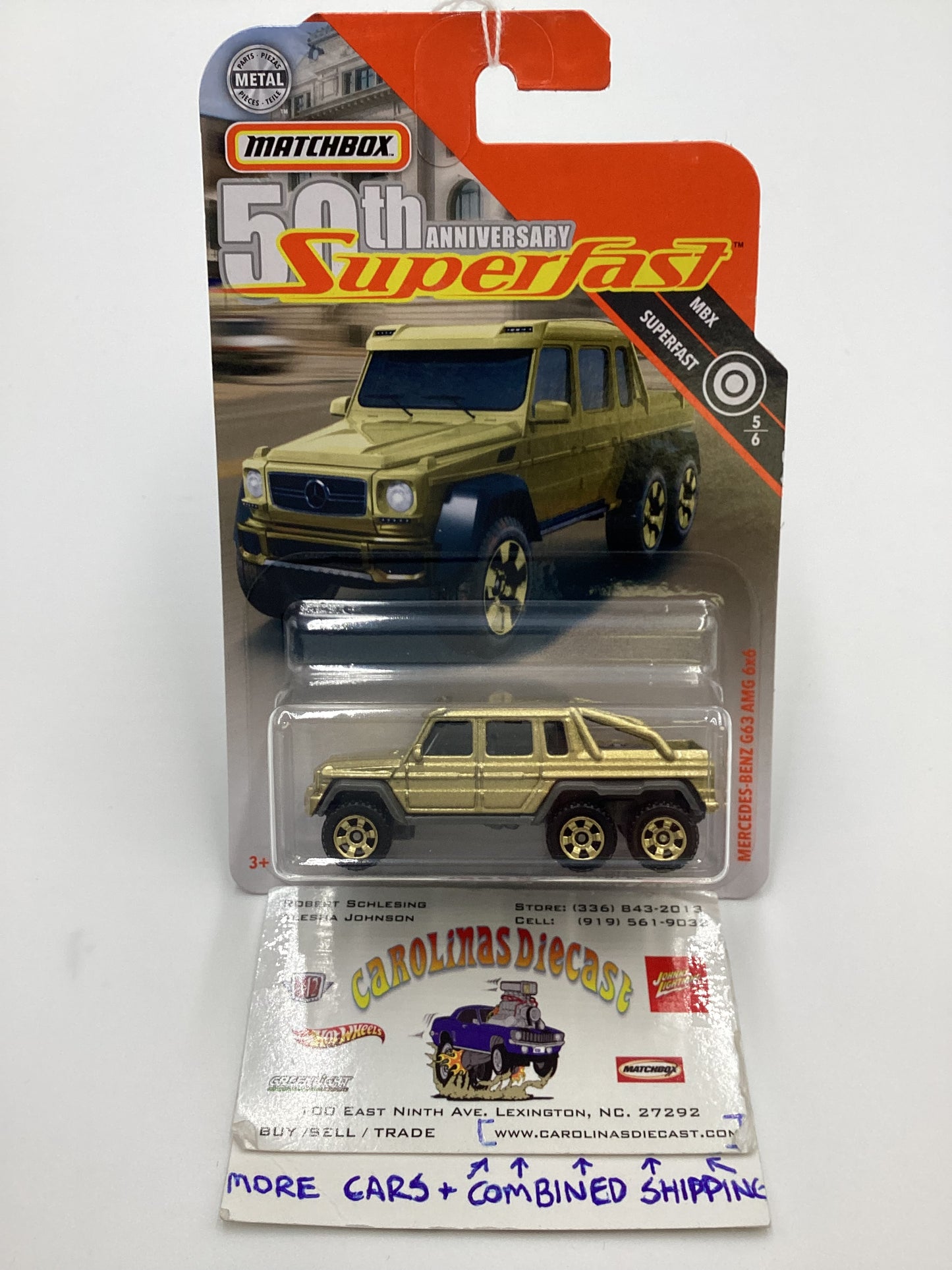 2019 Matchbox 50th Anniversary Superfast Gold Mercedes-Benz G63 AMG 6X6 Gold 163i