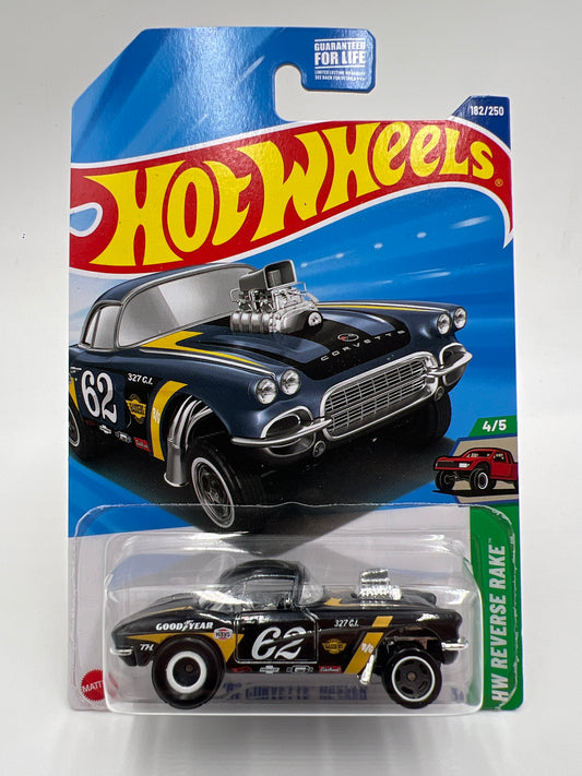 2025 Hot Wheels J Case Super Treasure Hunt #182 62 Corvette Gasser W/Protector