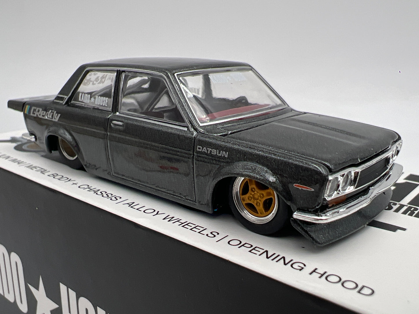Mini GT Kaido House #017 Datsun 510 Pro Street Gray