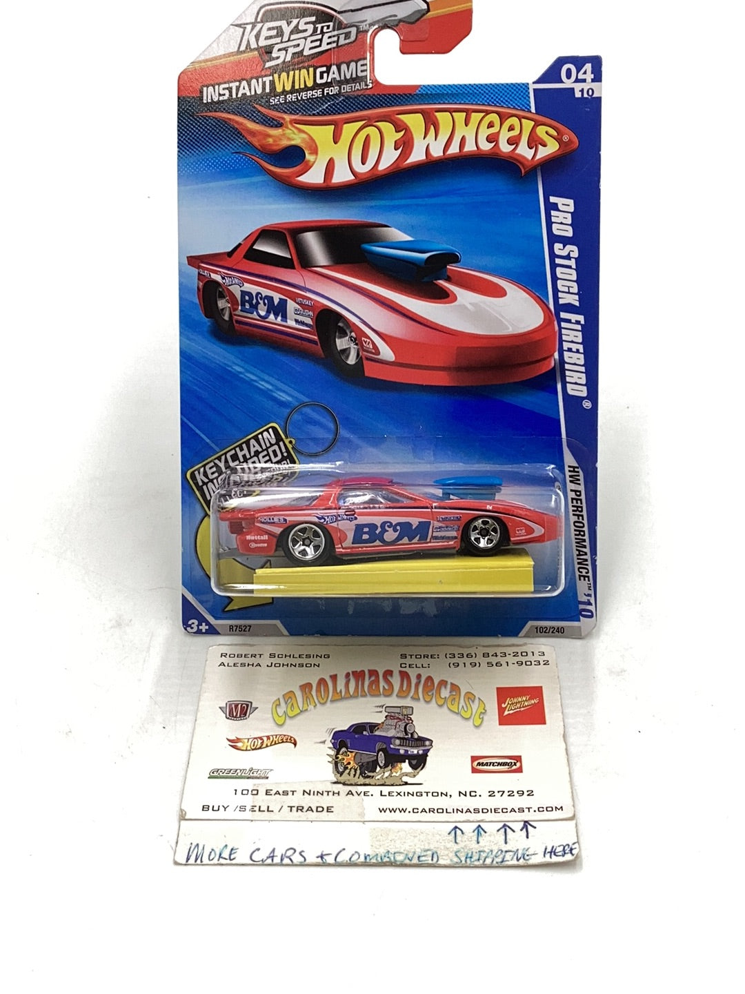 2010 Hot Wheels #102 Pro stock Firebird w/ twin mill III keychain Walmart exclusive 235G