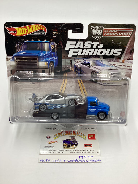 Hot Wheels Team Transport Fast and Furious LB-ER34 Super Silhouette Nissan Skyline Carry On Blue with Protector