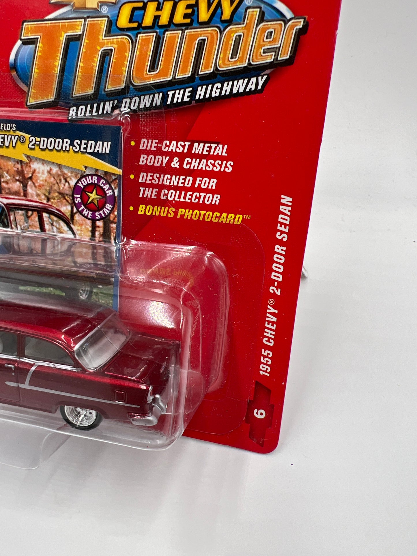 Johnny Lightning White Lightning Chase Chevy Thunder #6 1955 Chevy 2-Door Sedan Red