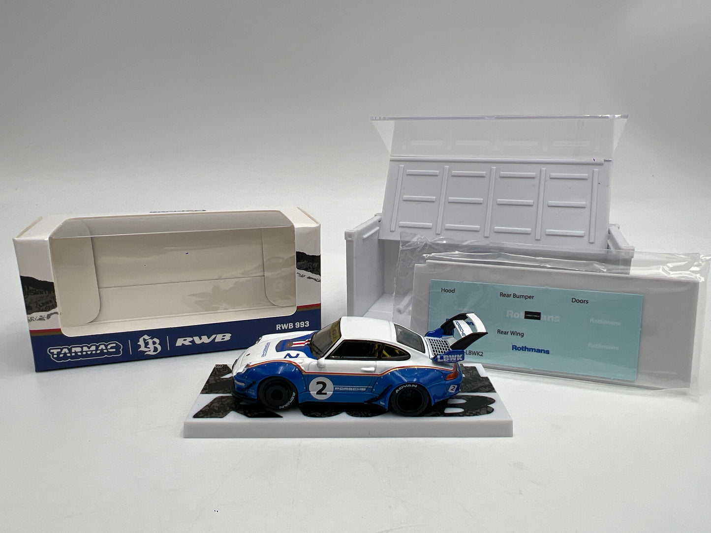 Tarmac Works x Hobby 64 Porsche RWB 993 Liberty Walk W/Container