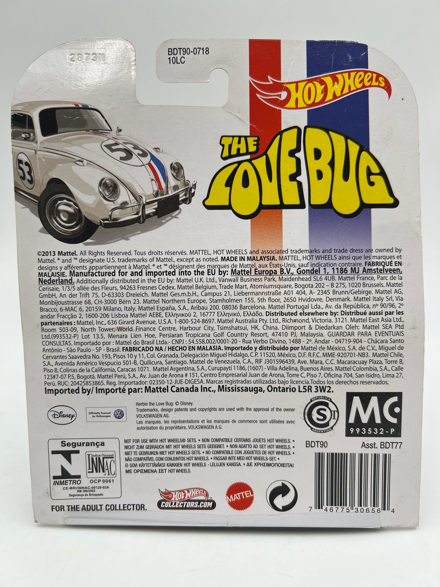 Hot Wheels Retro Entertainment The Love Bug Volkswagen Beetle Herbie W/Protector