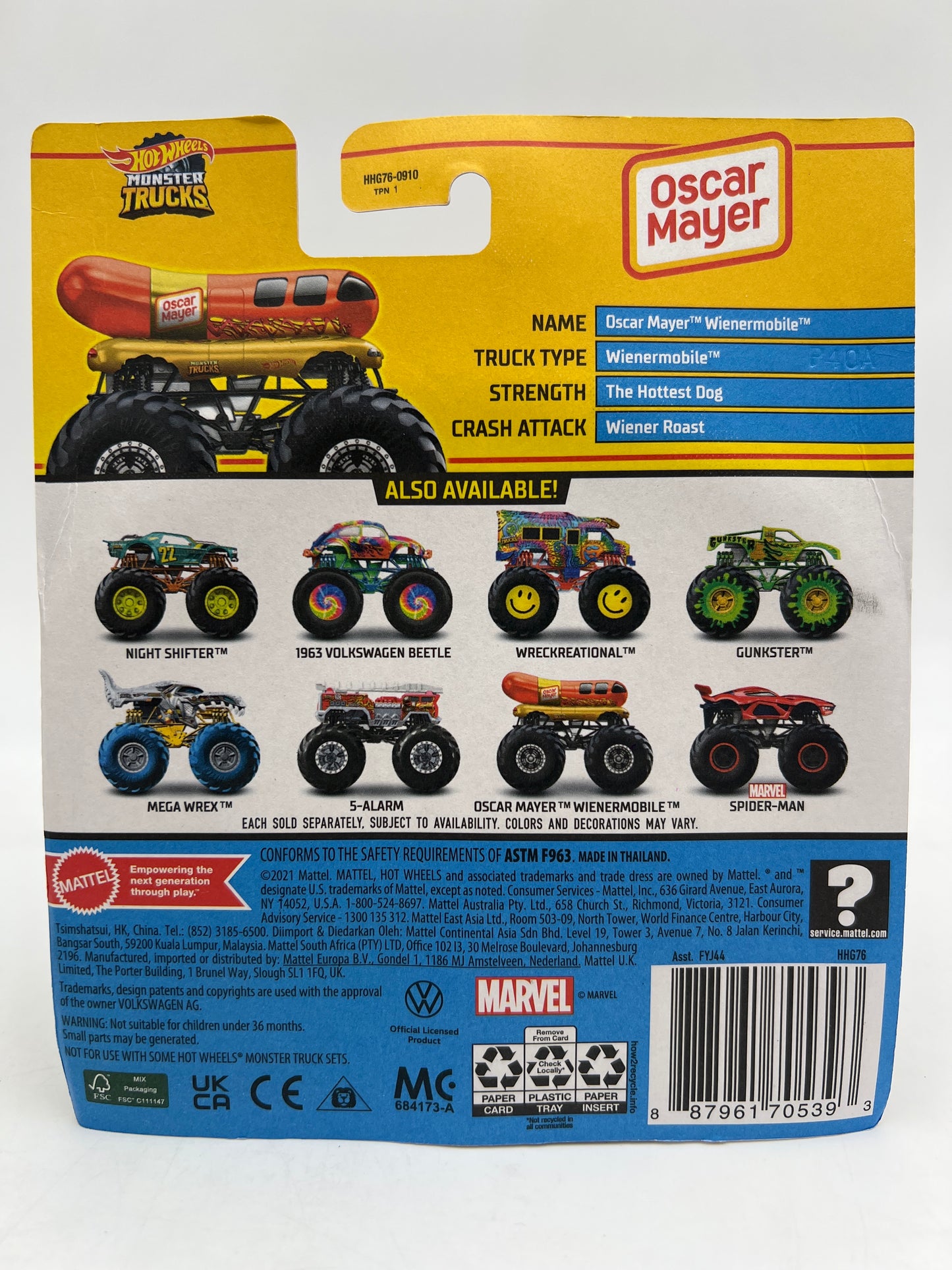 Hot Wheels Monster Trucks Snack Pack #1 Oscar Mayer Weinermobile