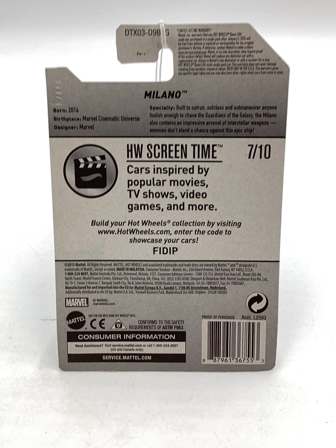 2018 Hot Wheels #149 Milano Guardians of the galaxy 123E