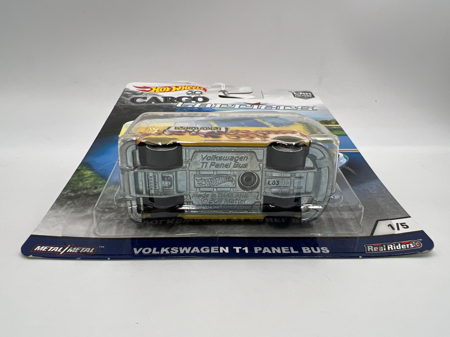 2018 Hot Wheels Premium Cargo Carriers #1 Volkswagen T1 Panel Bus Yellow Mooneyes