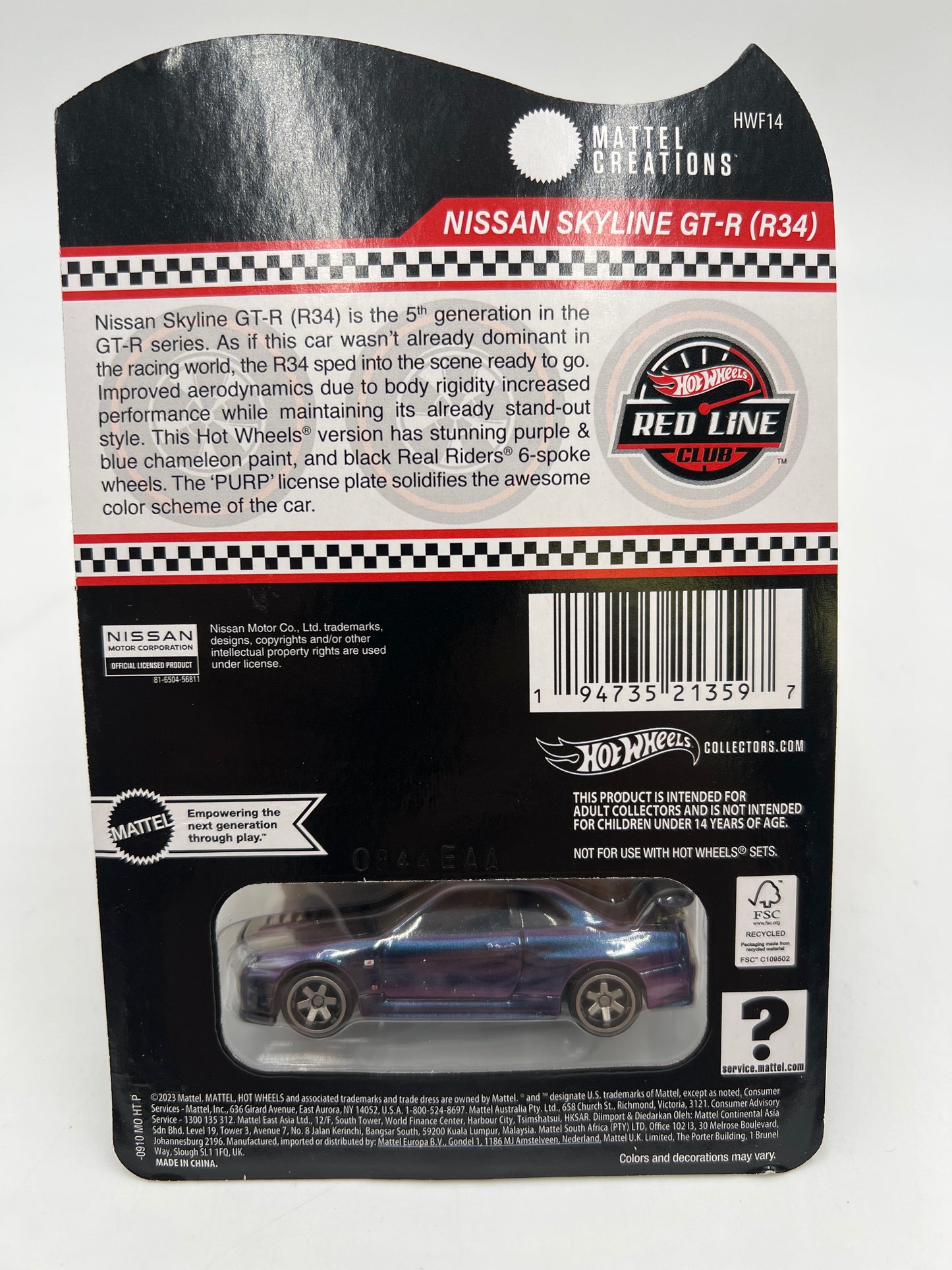 2024 Hot Wheels RLC Nissan Skyline GT-R R34 Chameleon W/Protector