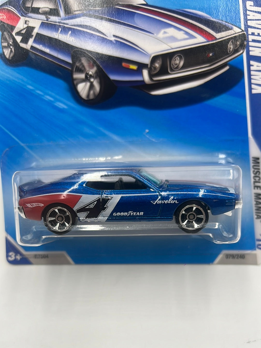 2010 Hot Wheels Muscle Mania AMC Javelin AMX Blue 79/240 32C