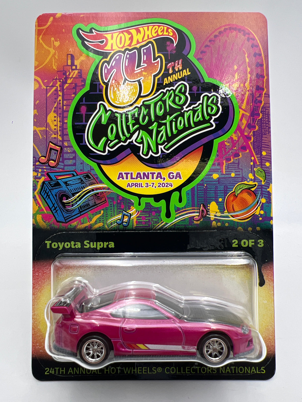 2024 Hot Wheels 24th Annual Collector Nationals #4738/6200 Toyota Supra Pink W/Protector