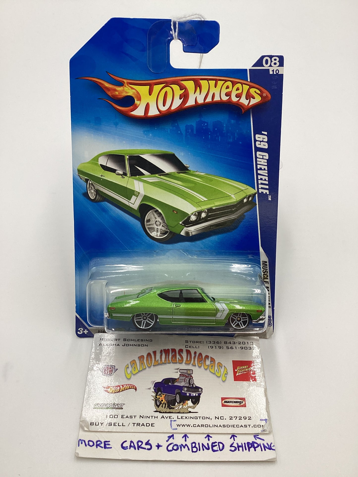 2009 Hot Wheels #084 69 Chevelle Green 5F