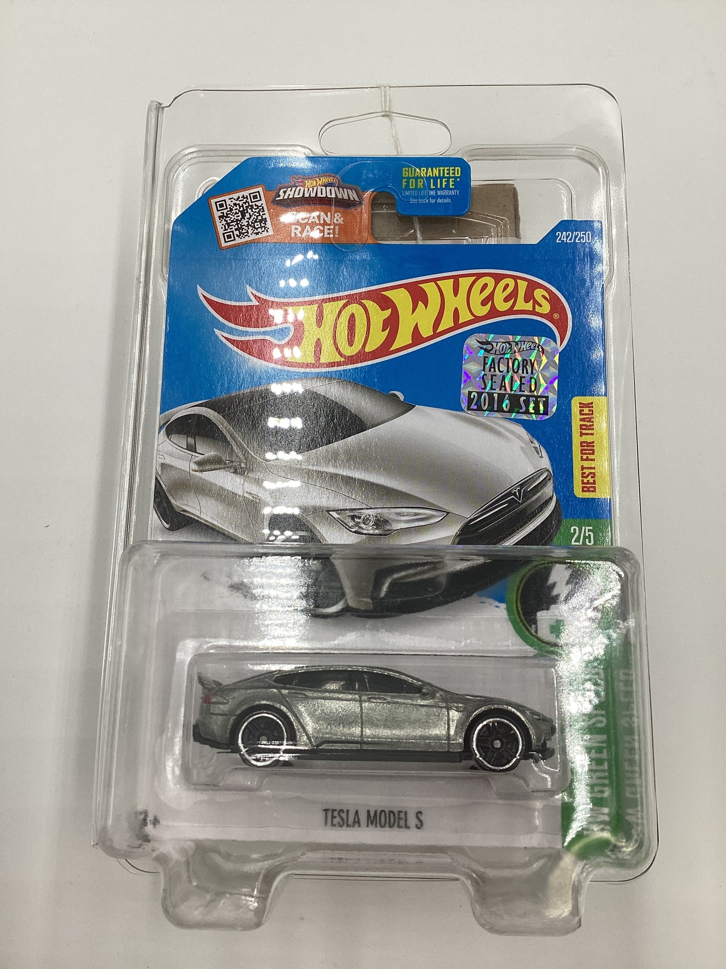 2016 Hot Wheels #242 Tesla Model S Factory Sealed Zamac Walmart Exclusive with protector