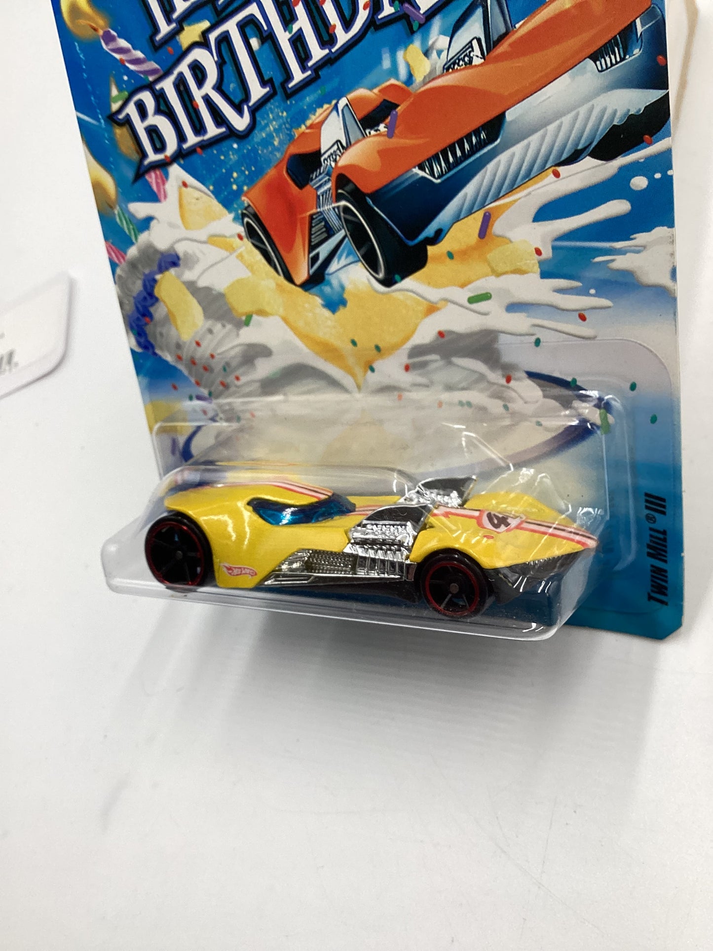 Hot Wheels Happy Birthday Card Twin Mill III Yellow HTF with protector