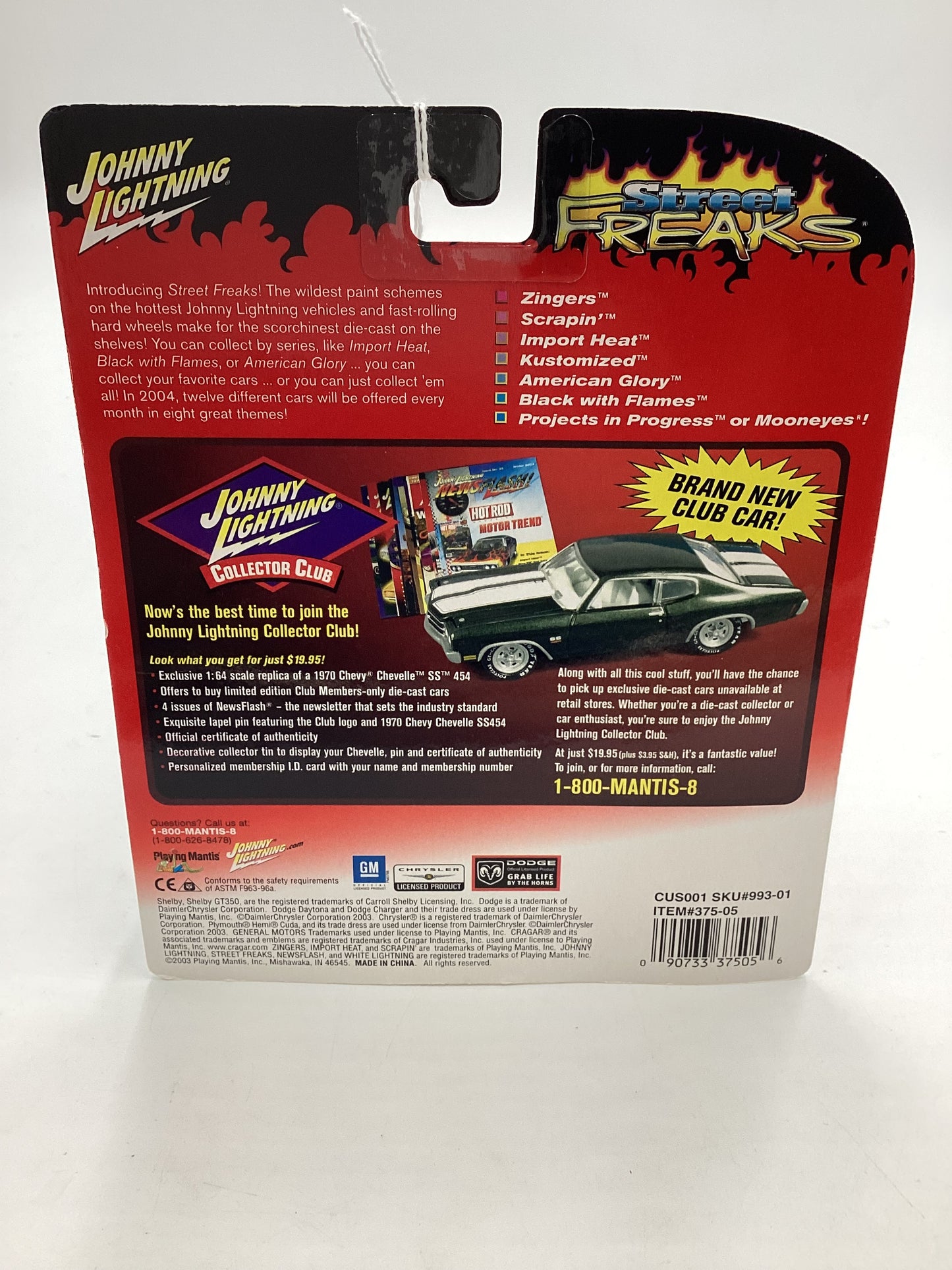 Johnny lightning Street freaks zingers *Cracked Blister* 68 Pontiac Firebird Bye Bye Birdie