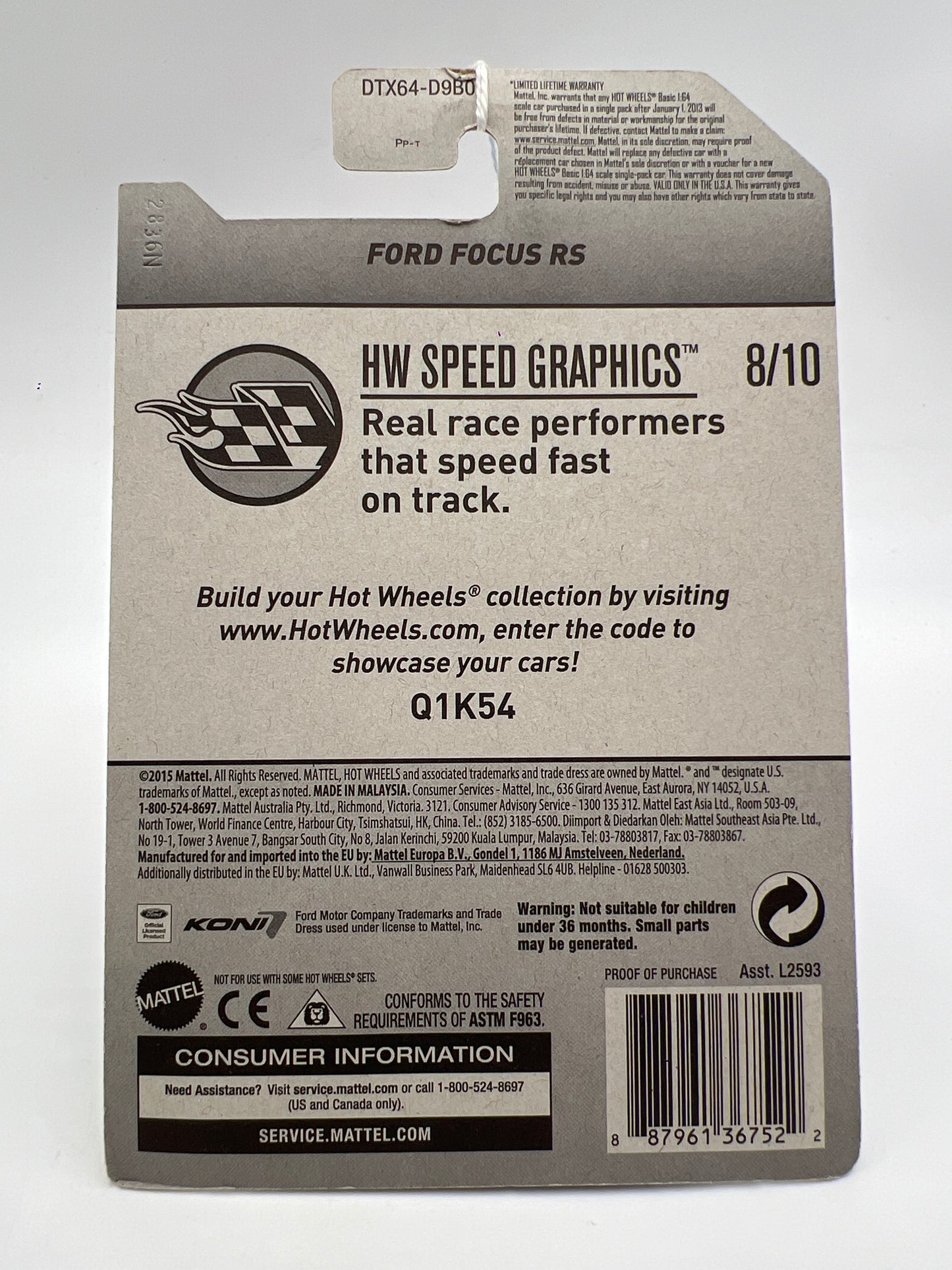 2017 Hot Wheels Speed Graphics #79 Ford Focus RS White Koni