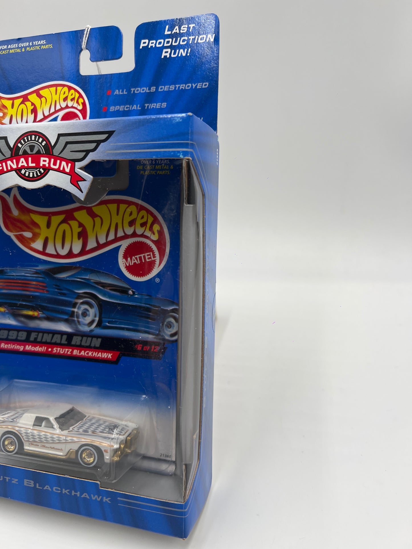 1999 Hot Wheels Final Run #6 Stutz Blackhawk White W/Real Riders