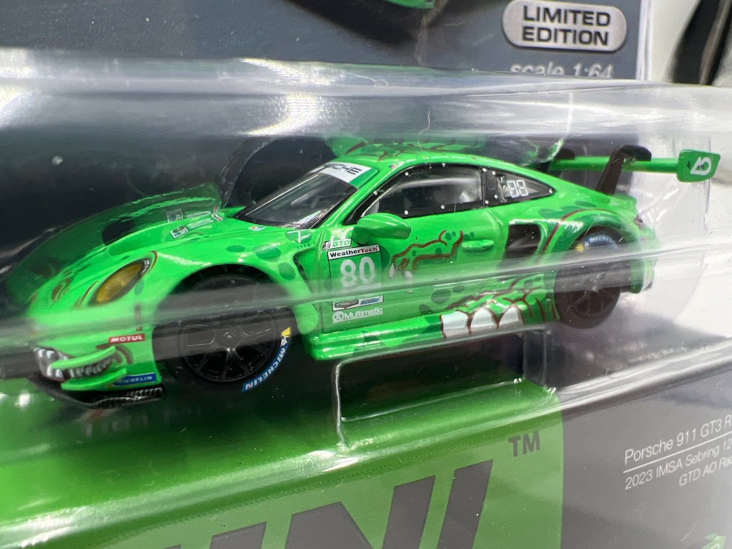 Mini GT Mijo Exclusives #713 Porsche 911 GT3 R #80 Rexy Green