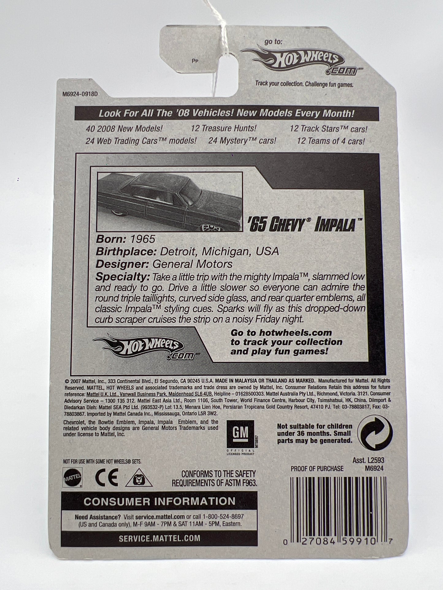 2008 Hot Wheels All Stars #58 65 Chevy Impala Purple 6F