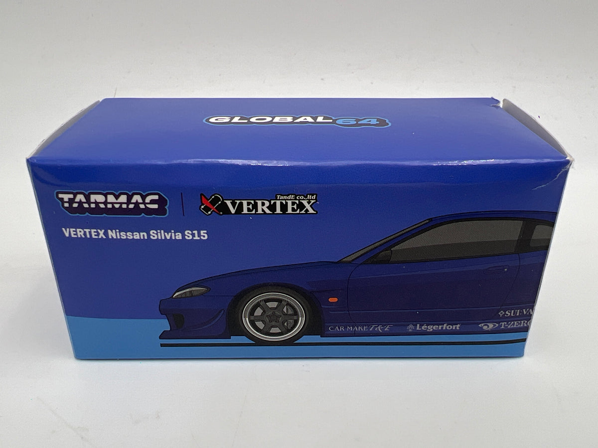 Tarmac Works x Global 64 VERTEX Nissan Silvia S15 Blue Box Not Perfect