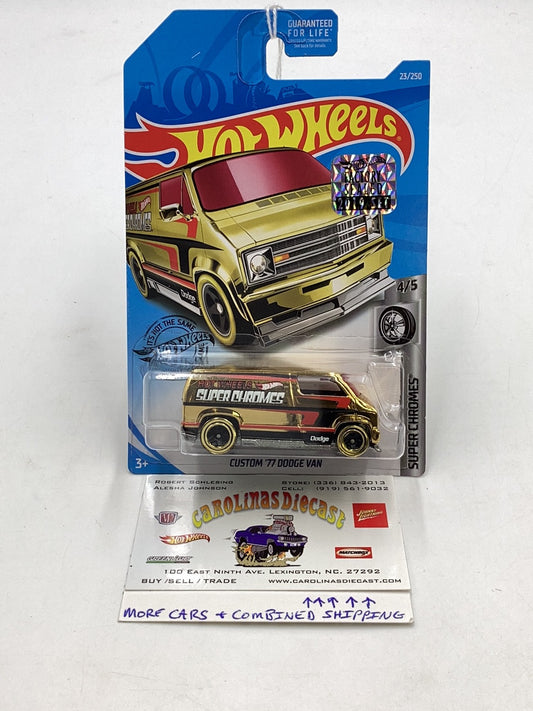 2019 Hot wheels #23 Custom 77 Dodge Van Gold Factory Sealed 43B