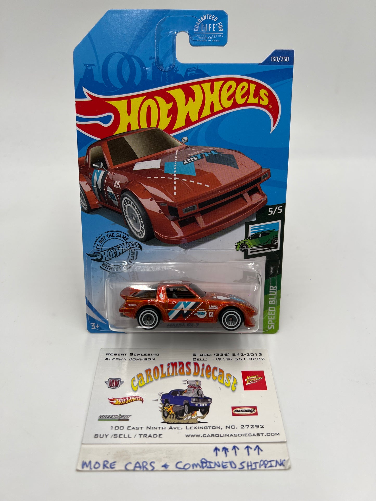 2021 Hot Wheels Super Treasure Hunt #130 Mazda RX7 Orange W/Protector