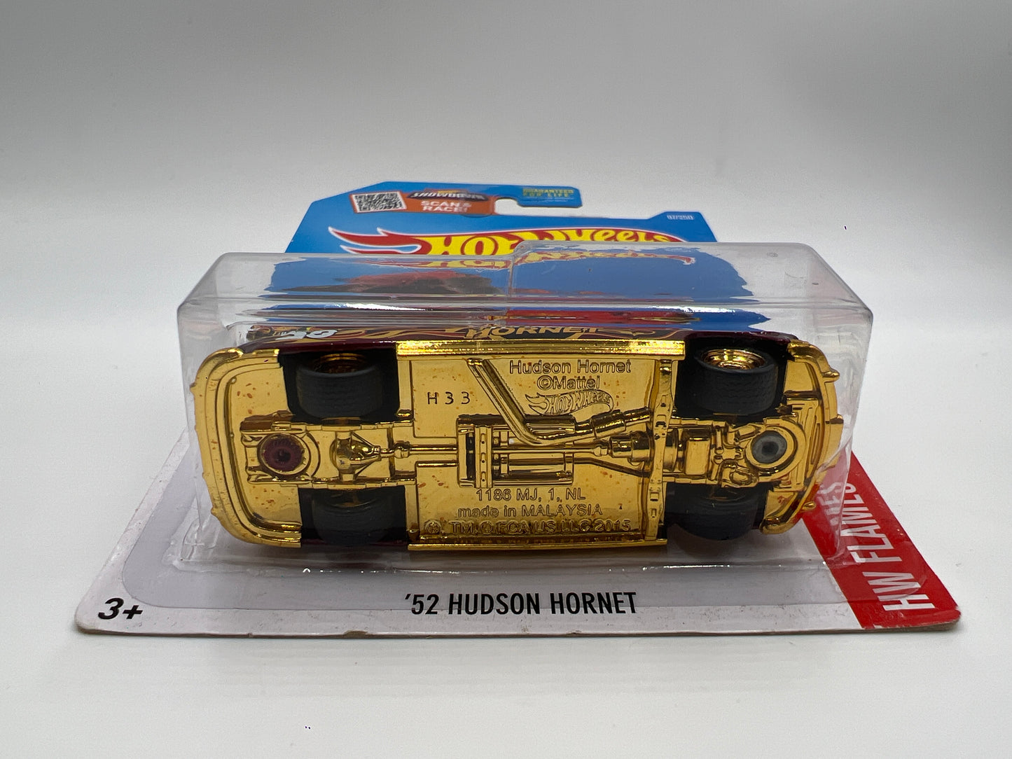 2016 Hot Wheels Super Treasure Hunt #97 52 Hudson Hornet Red/Gold W/Protector