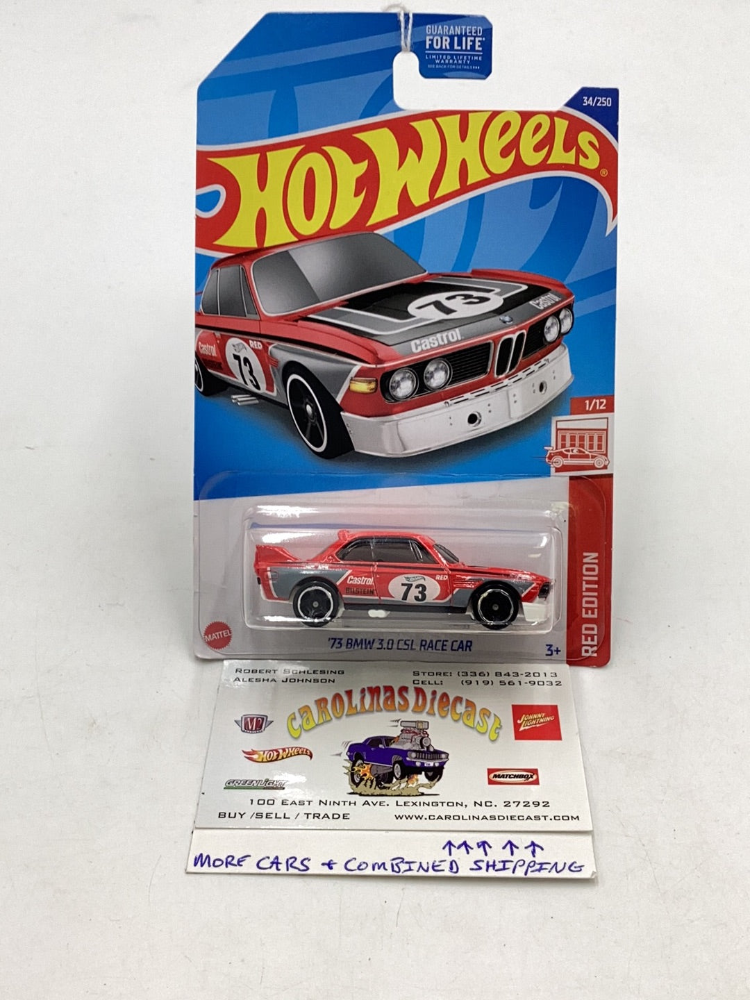 2022 Hot Wheels Red edition #34 73 BMW 3.0 CSL Race Car 150A