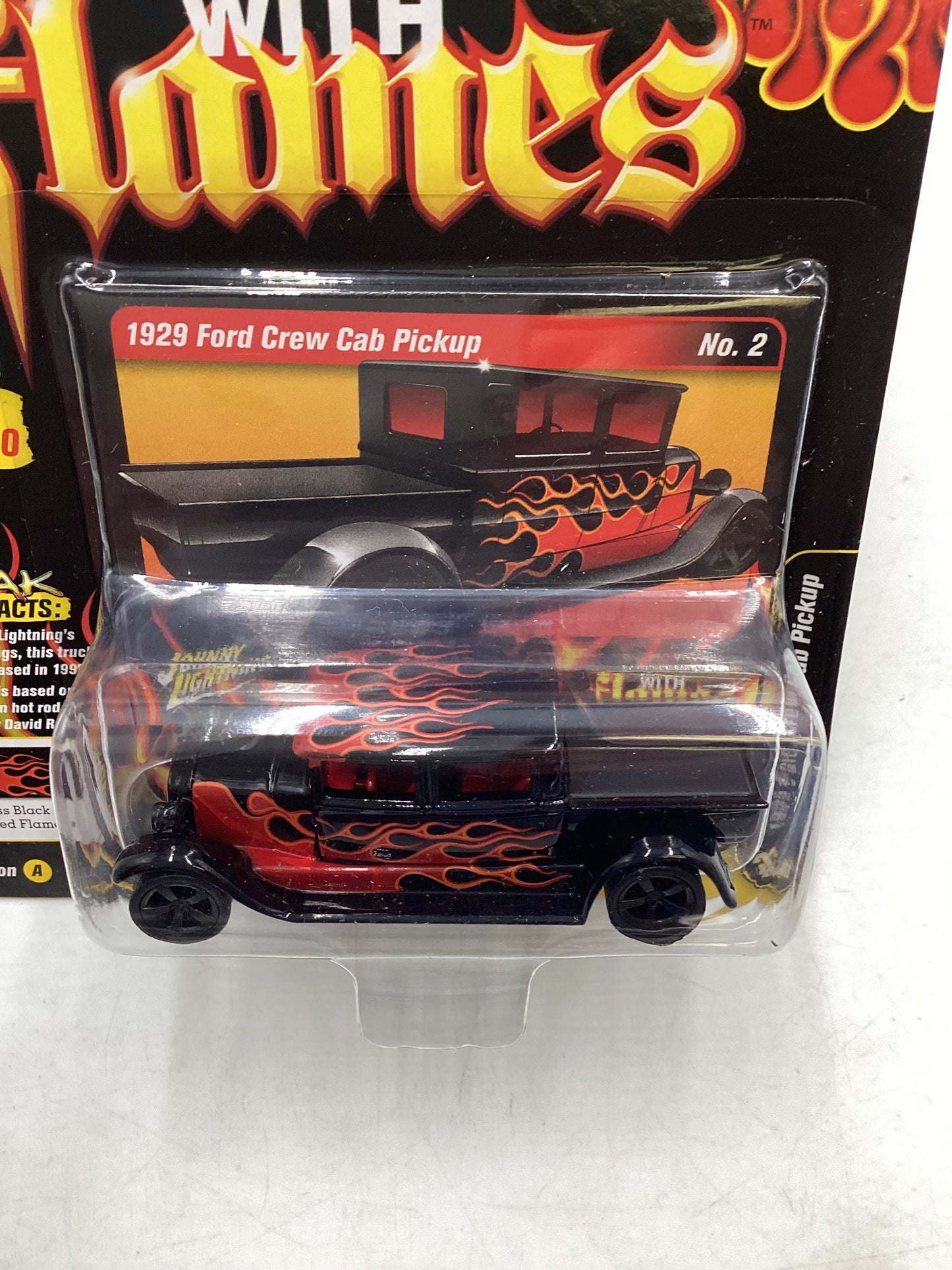 Johnny Lightning Street freaks 1929 Ford Crew Cab Pickup Black with Red Flames