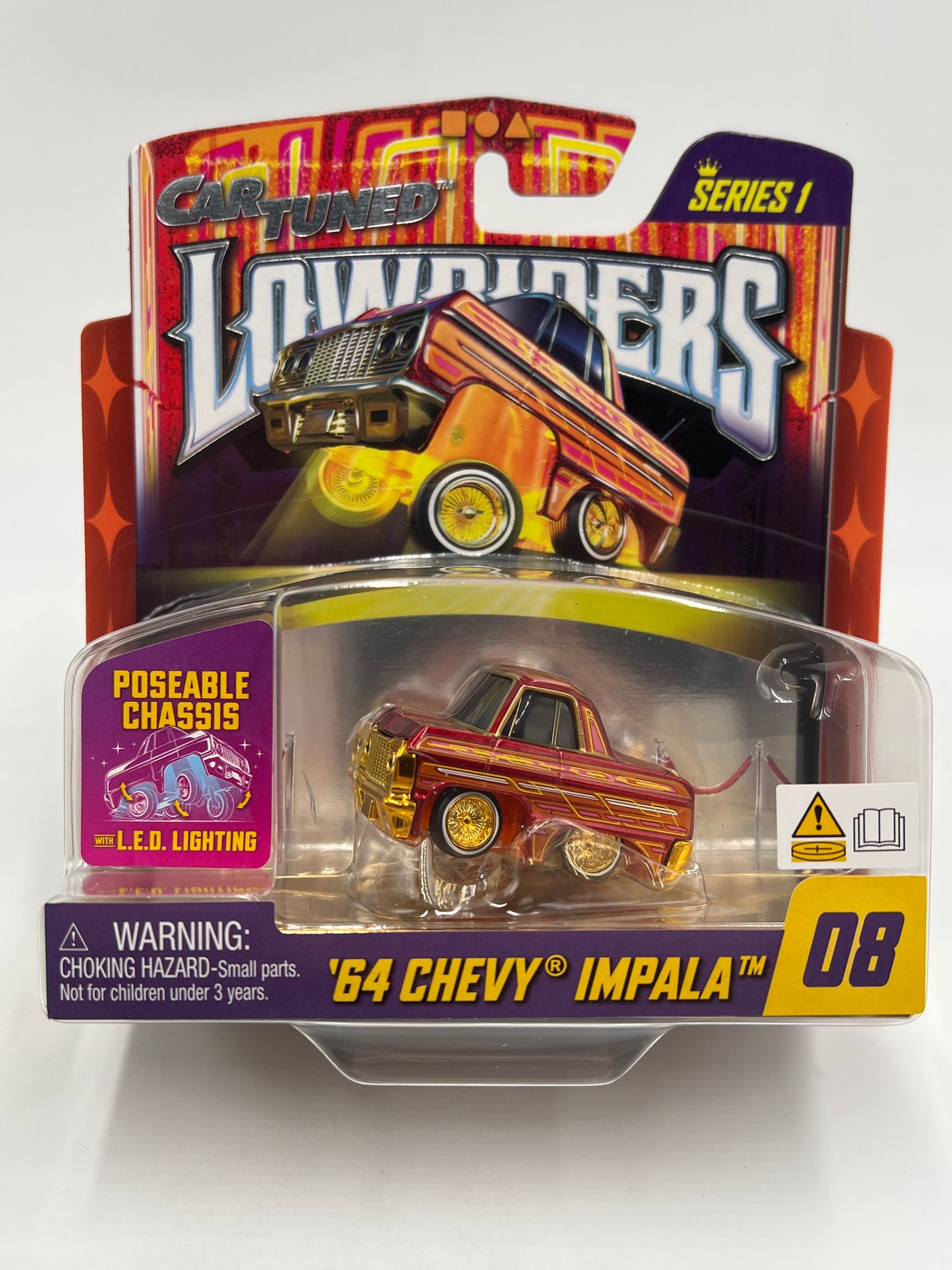 MGA Car Tuned Series 1 Show Glow Lowriders #8 64 Chevy Impala Red