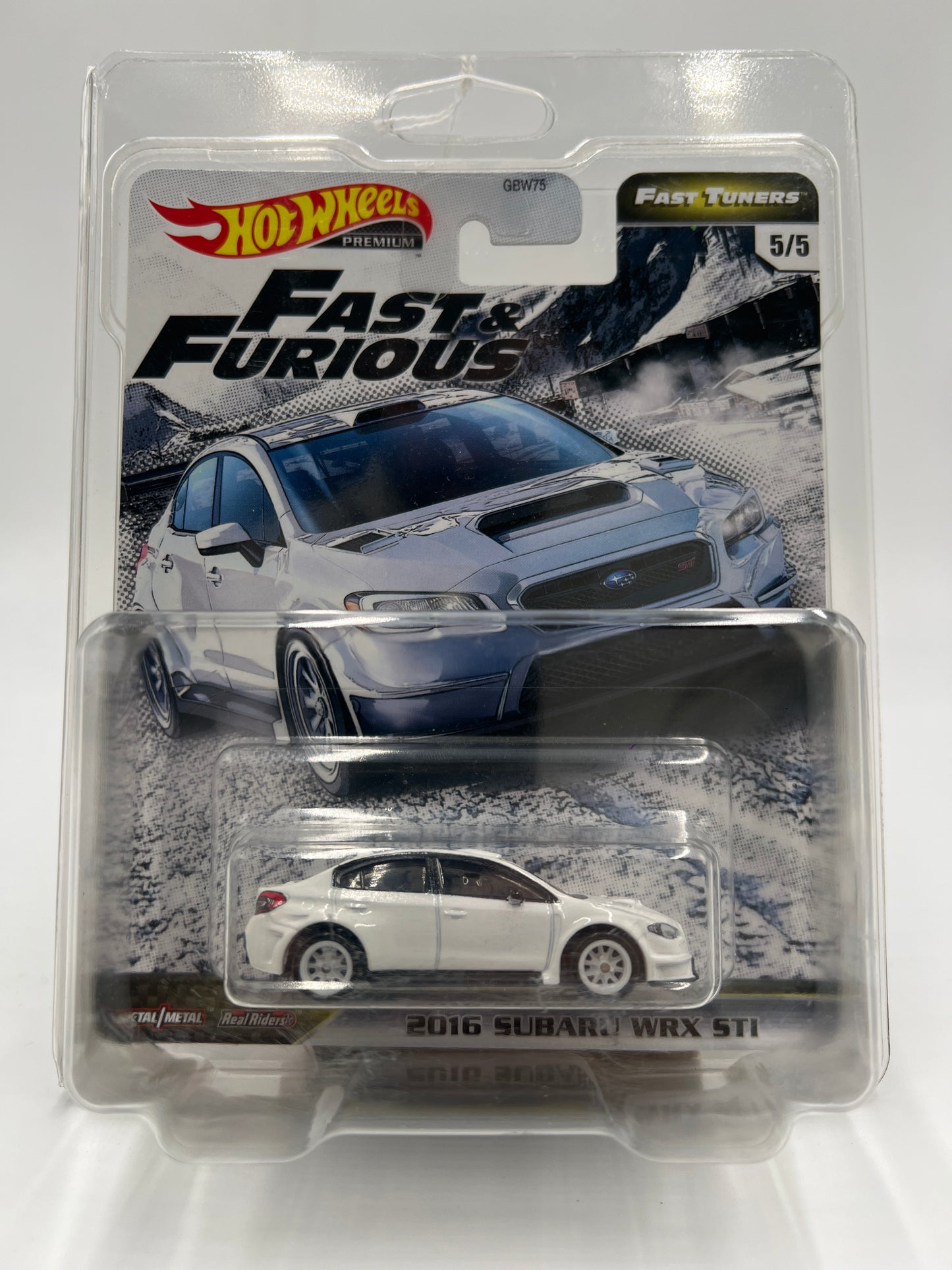 Hot Wheels Fast & Furious Fast Tuners #5 2016 Subaru WRX STI White ERROR No Wing W/Protector