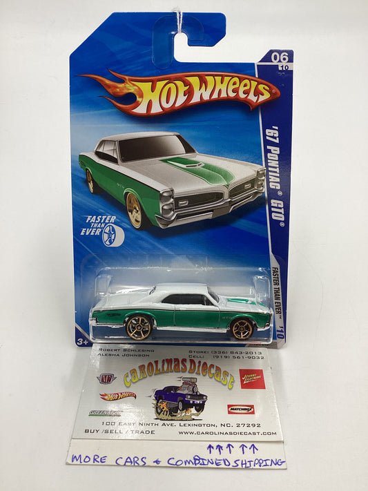 2010 Hot Wheels #134 ‘67 Pontiac GTO Green/White Faster Than Ever 59F