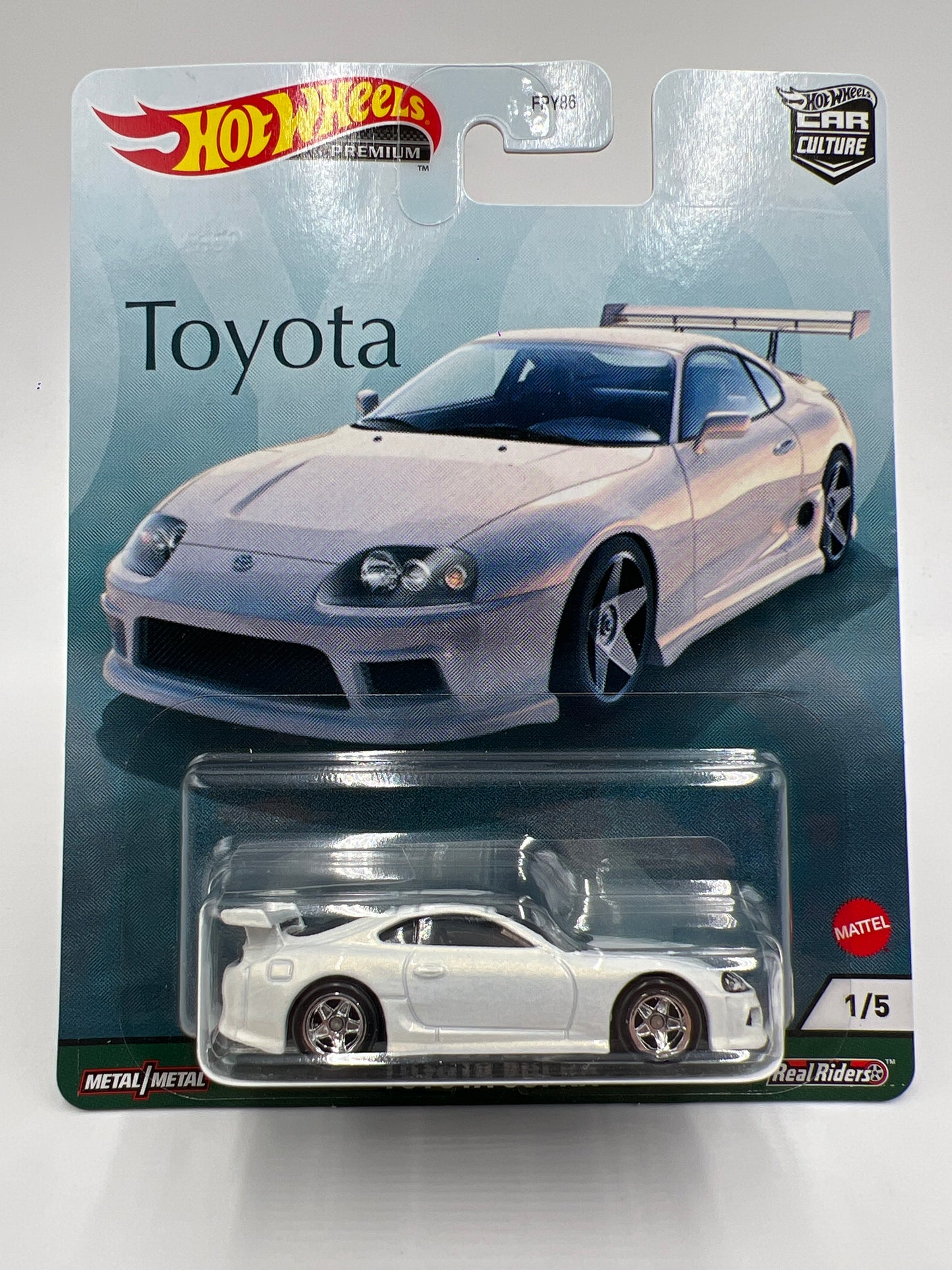Hot Wheels Premium Toyota #1 Toyota Supra White W/Protector Cracked Blister
