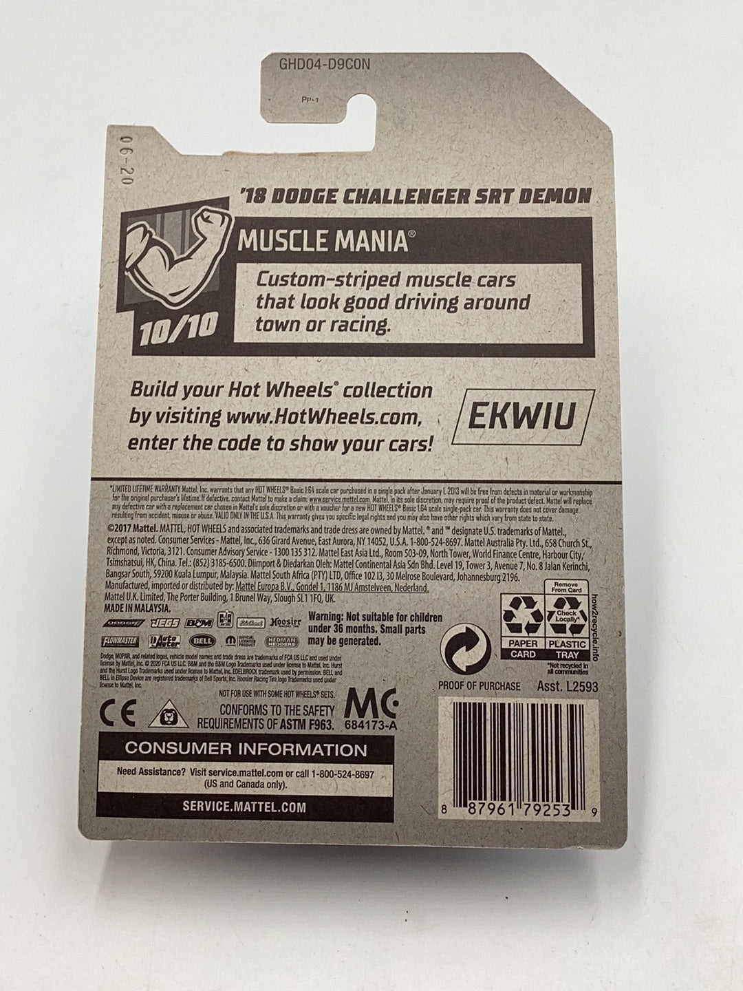 2020 hot wheels n case #234 18 Dodge Challenger SRT demon jegs 52A