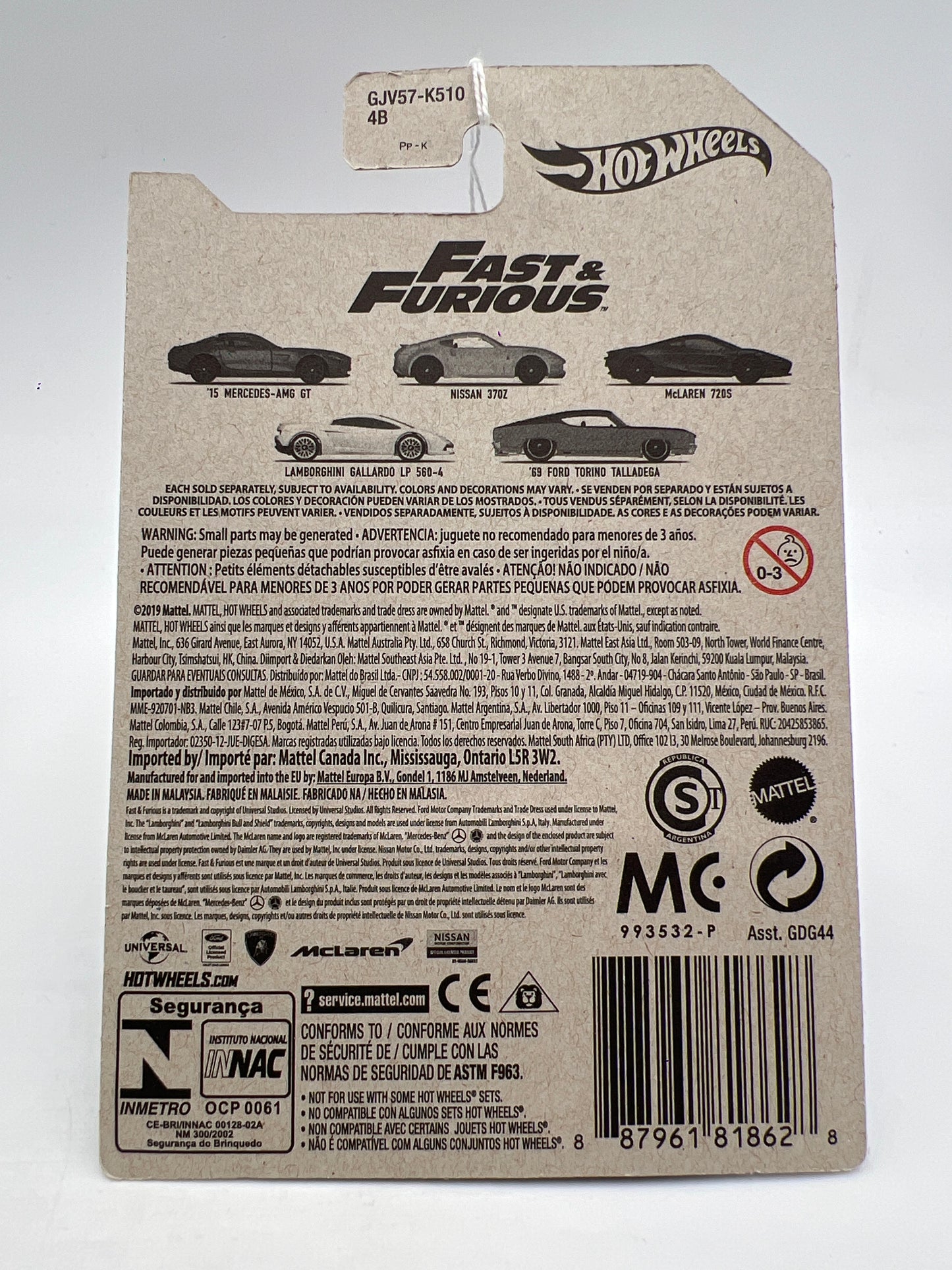 Hot Wheels Fast and Furious #1 15 Mercedes-AMG GT Gray 73G