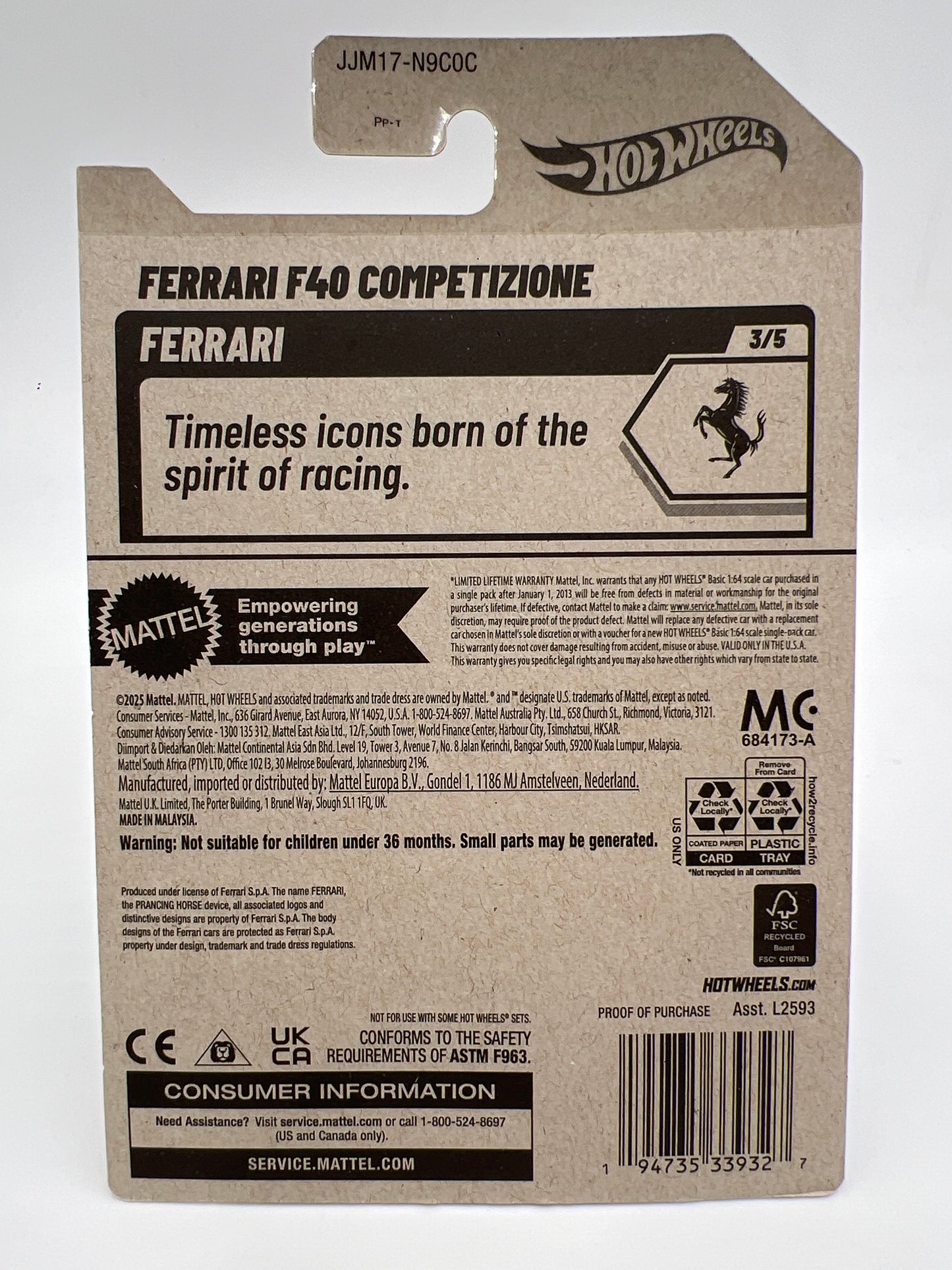 2026 Hot Wheels Super Treasure Hunt #63 Ferrari F40 Competizione Black W/Protector