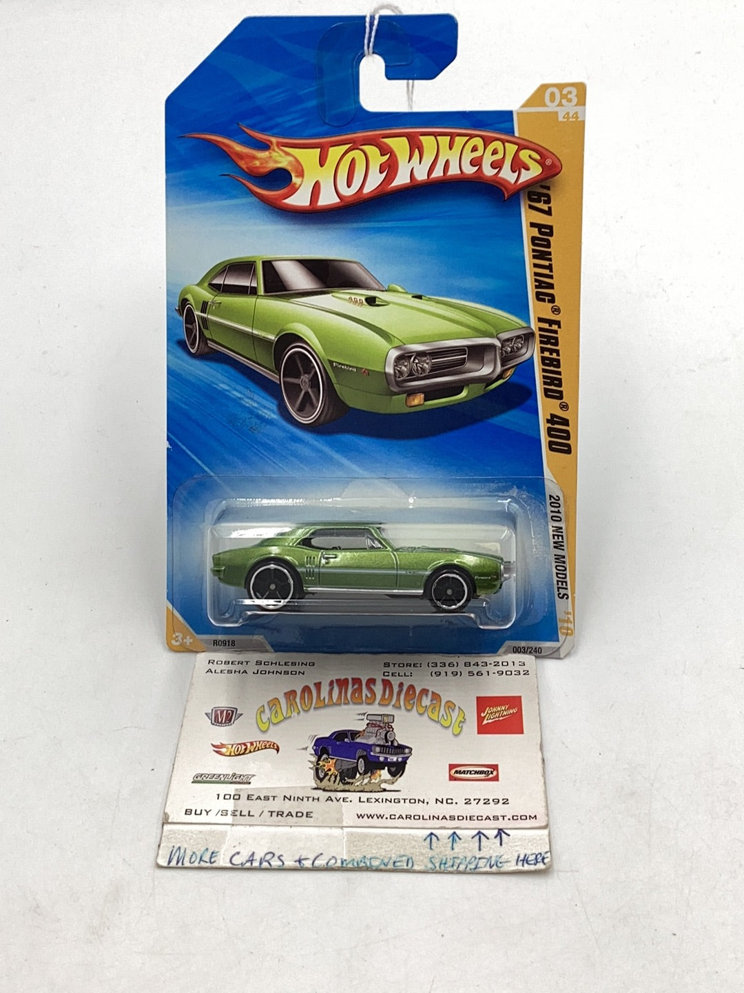 2010 Hot Wheels #3 67 Pontiac Firebird 400 green 58F