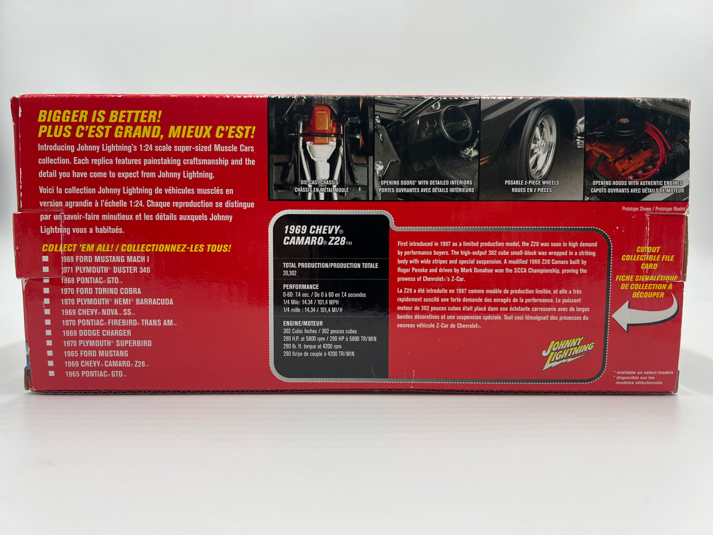 Johnny Lightning 1:24 Scale White Lightning Chase Muscle Cars 1969 Chevy Camaro Z28 Black VHTF