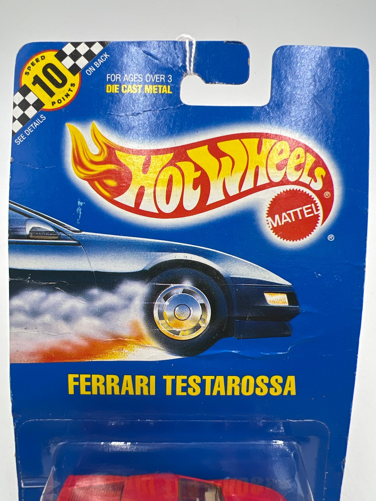 1991 Hot Wheels #35 Ferrari Testarossa Red W/Tan Interior *Bad Card*