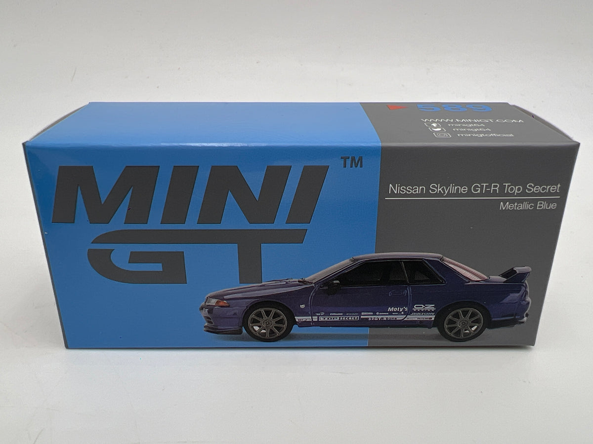 Mini GT #589 MiJo Exclusive Nissan Skyline GT-R Top Secret Metallic Blue