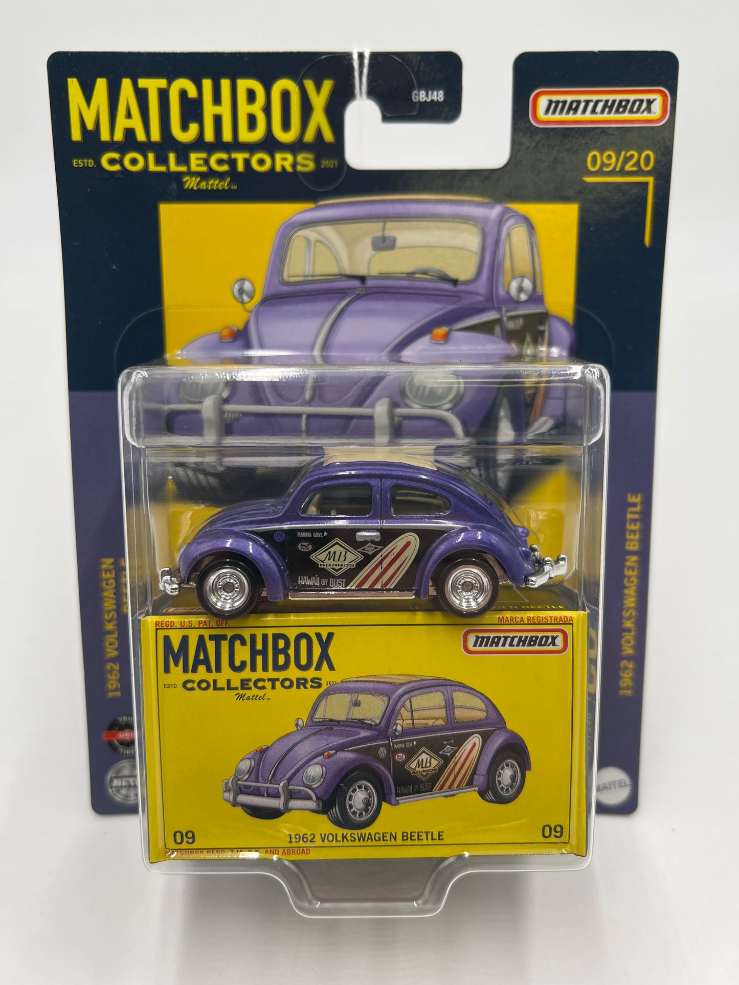 2020 Matchbox Collectors #09 1962 Volkswagen Beetle Purple 171D